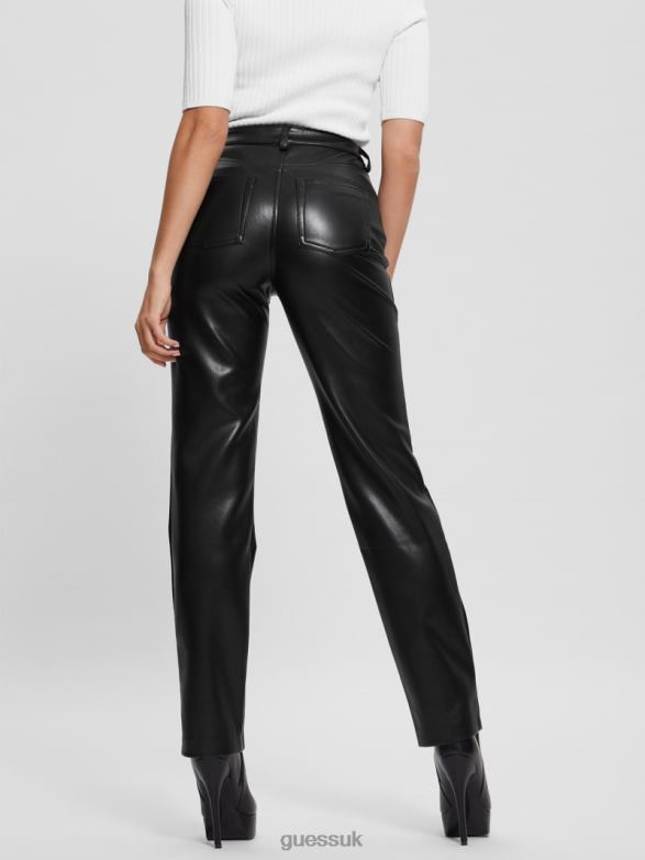 GUESS Women Kelly Faux-Leather Straight Pants Black Apparel V28V62025