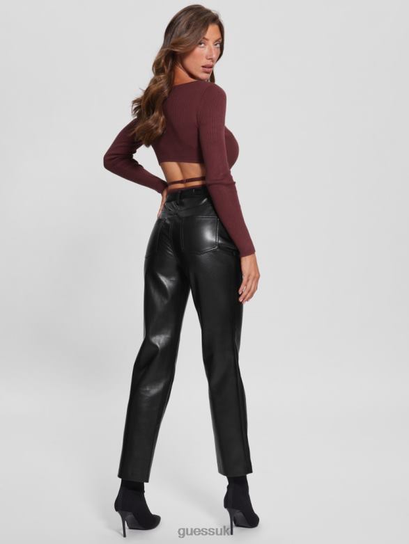 GUESS Women Kelly Faux-Leather Straight Pants Black Apparel V28V62025