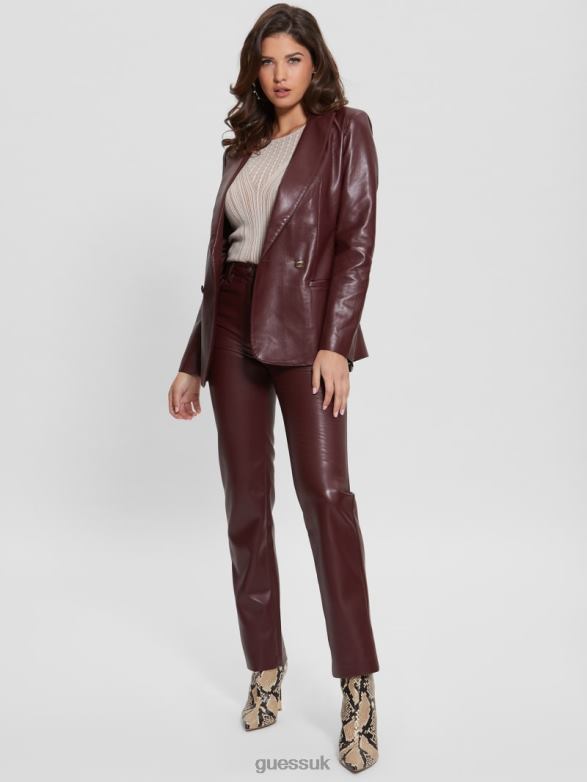 GUESS Women Kelly Faux-Leather Straight Pants Mystic Wine Multi Apparel V28V62222