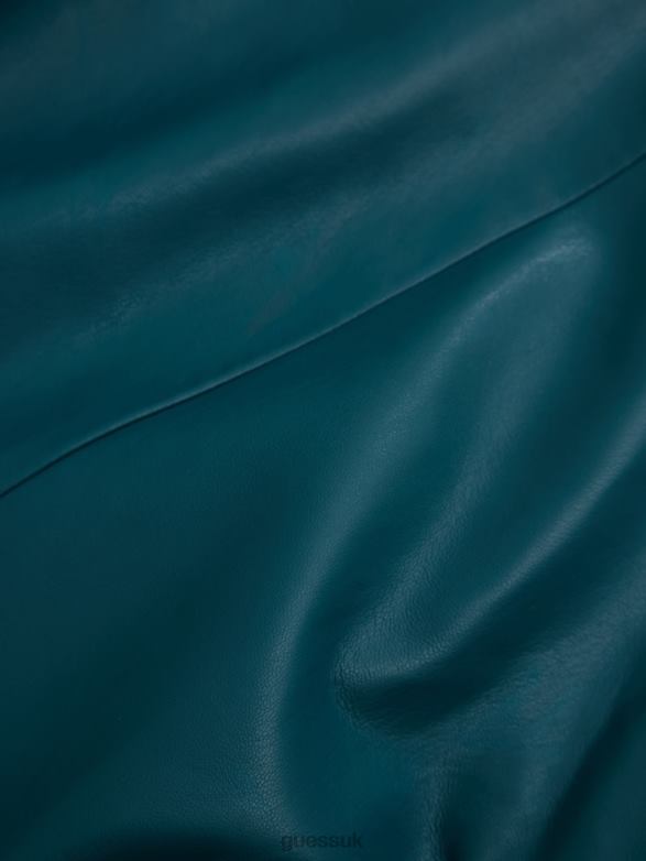 GUESS Women Kelly Faux-Leather Straight Pants Regal Teal Multi Apparel V28V62209