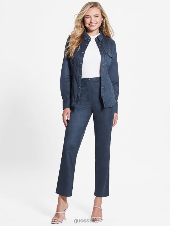 GUESS Women Kelly Straight Pants Blackened Blue Apparel V28V62020