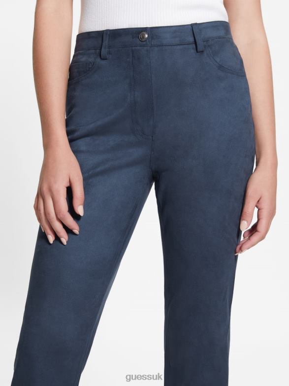 GUESS Women Kelly Straight Pants Blackened Blue Apparel V28V62020