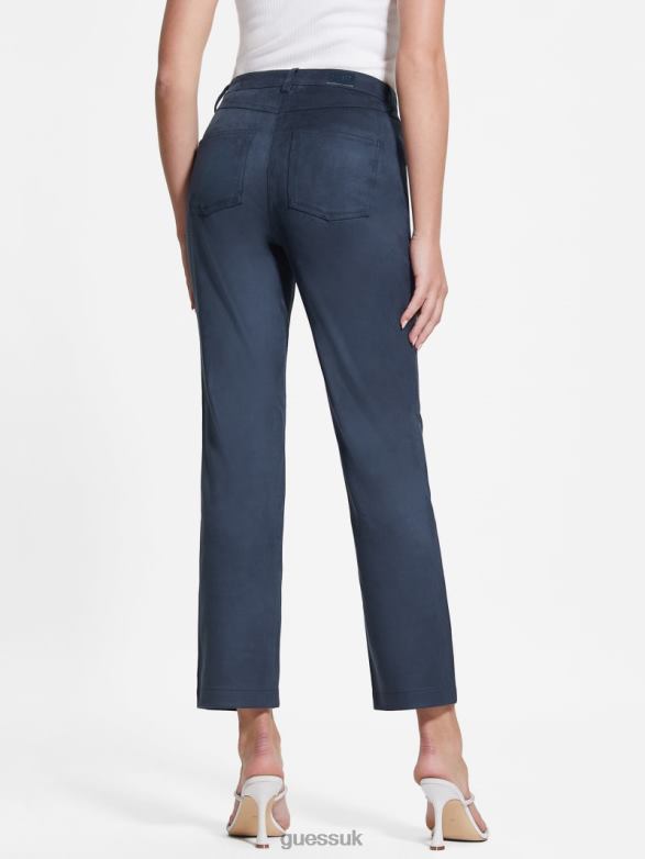 GUESS Women Kelly Straight Pants Blackened Blue Apparel V28V62020