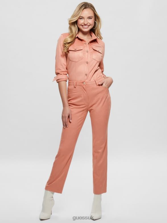 GUESS Women Kelly Straight Pants Satin Rose Apparel V28V62227