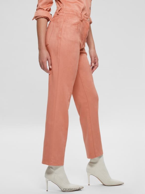 GUESS Women Kelly Straight Pants Satin Rose Apparel V28V62227
