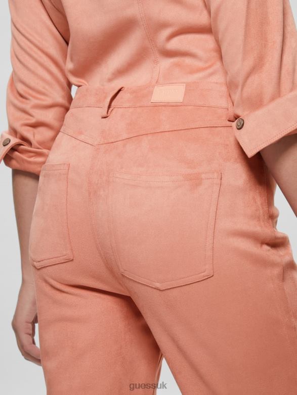 GUESS Women Kelly Straight Pants Satin Rose Apparel V28V62227