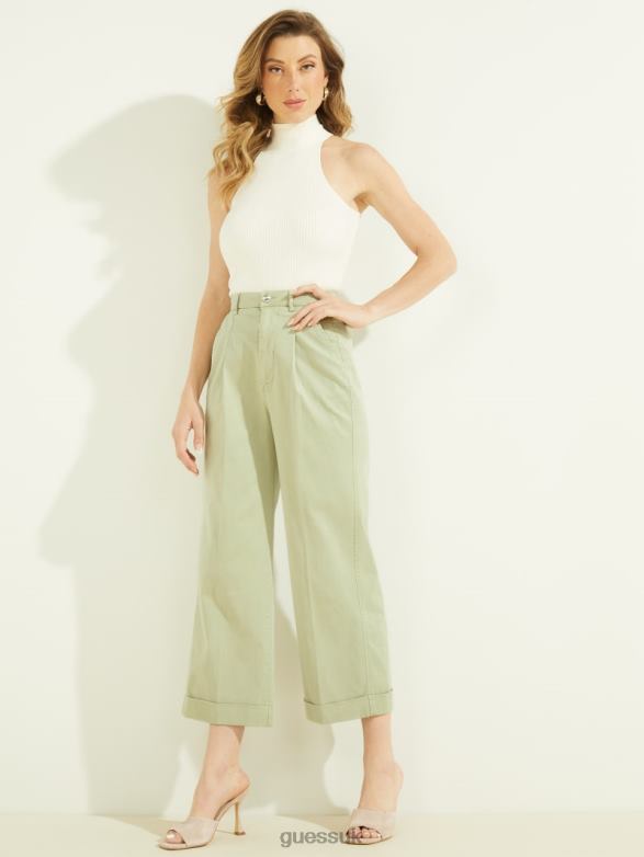 GUESS Women Matilde Wide Leg Pants Light Matcha Apparel V28V62287