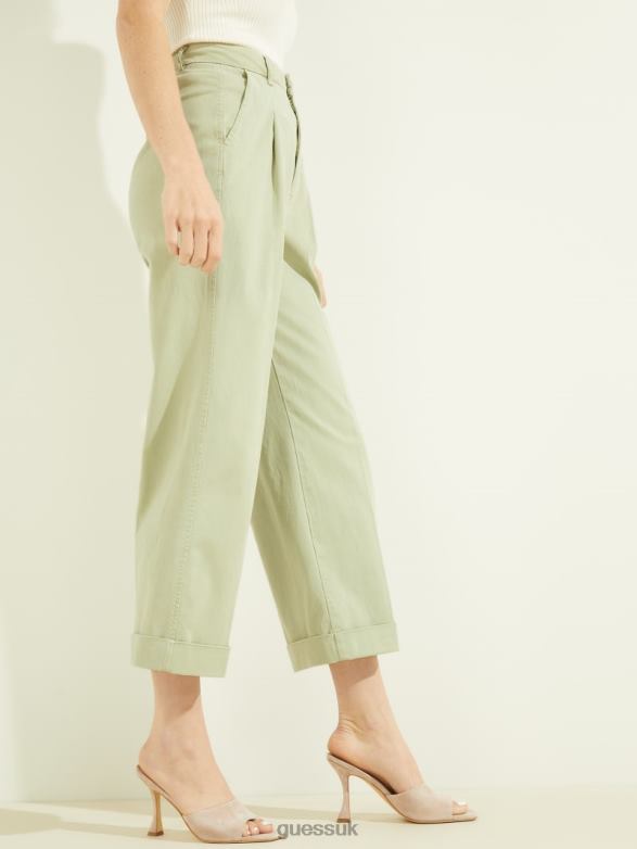 GUESS Women Matilde Wide Leg Pants Light Matcha Apparel V28V62287