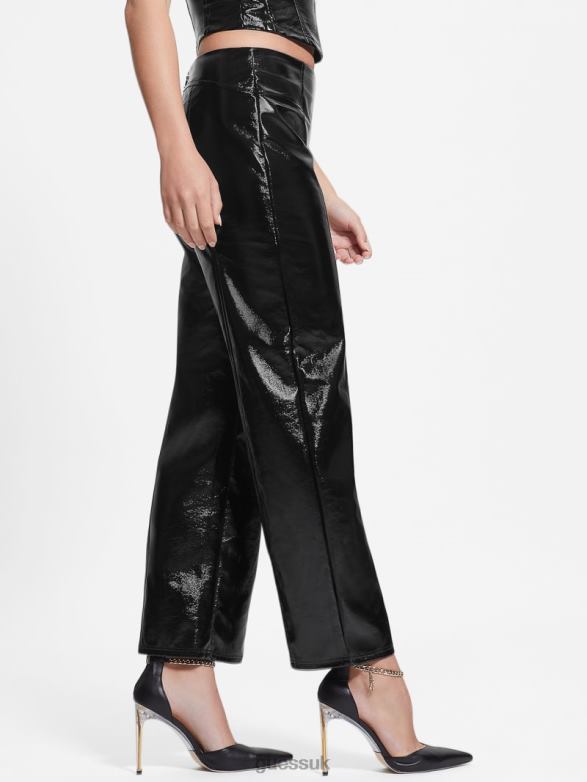 GUESS Women Monica Faux-Leather Pants Jet Black Multi Apparel V28V62220