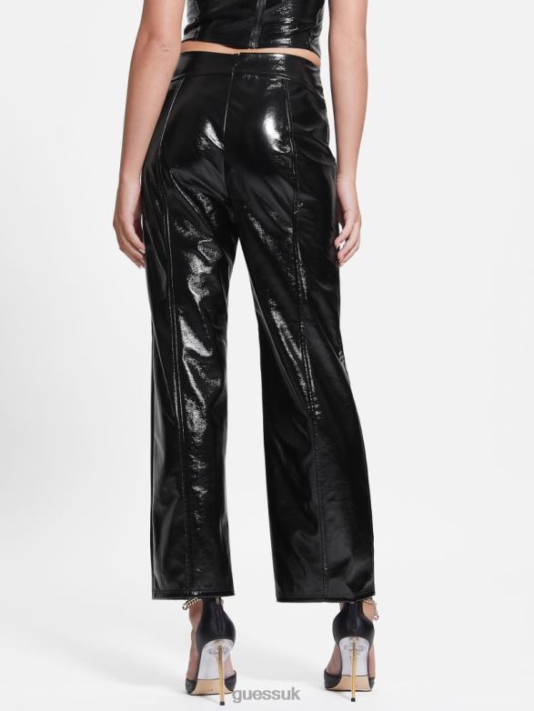 GUESS Women Monica Faux-Leather Pants Jet Black Multi Apparel V28V62220