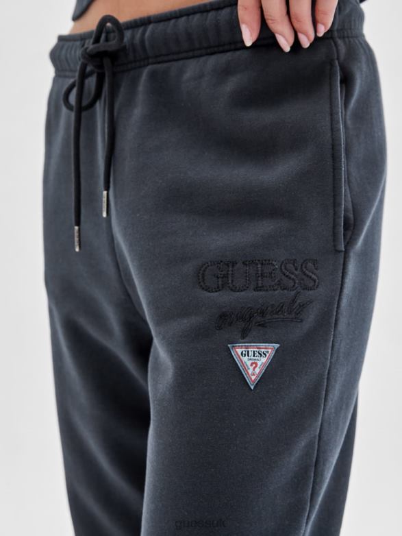 GUESS Women Originals Classic Logo Sweatpants Washed Out Black Multi Apparel V28V62480