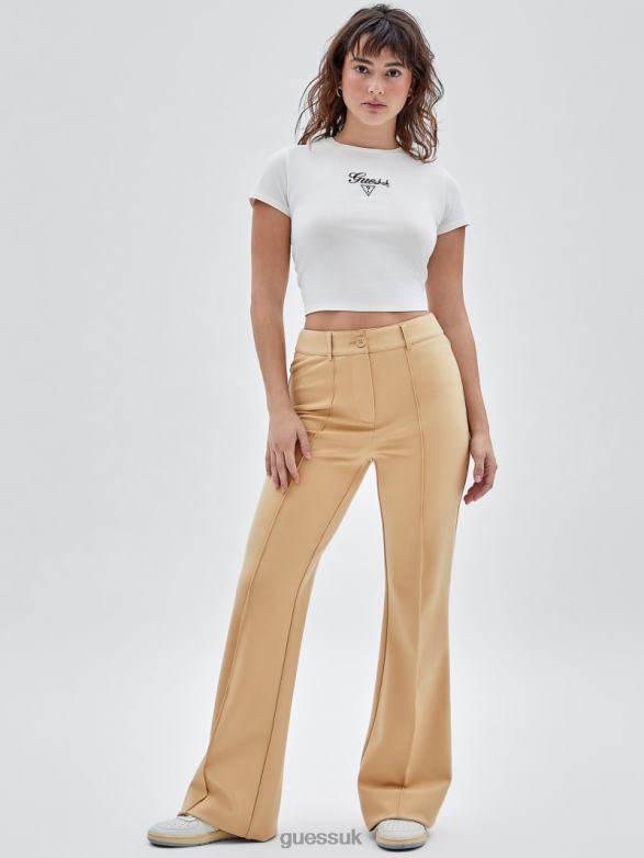 GUESS Women Originals Pintuck Flared Pants Honey Oat Apparel V28V62068