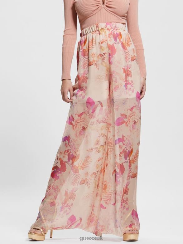 GUESS Women Roxan Wide Leg Pants Reclaimed Romance Apparel V28V62316