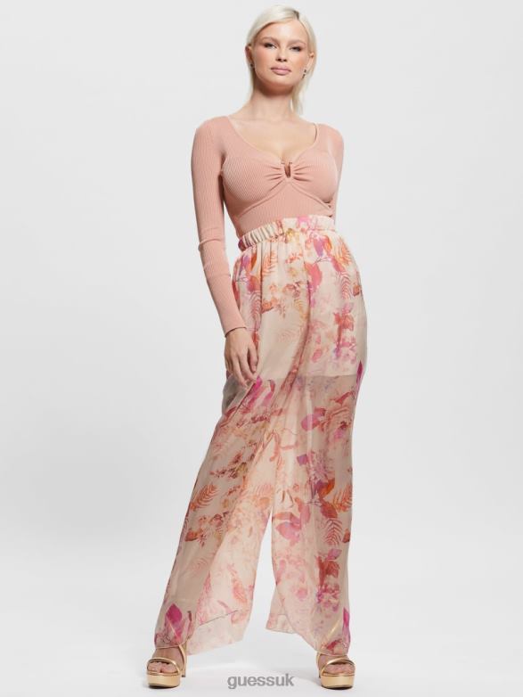 GUESS Women Roxan Wide Leg Pants Reclaimed Romance Apparel V28V62316