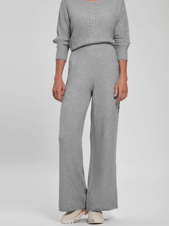 GUESS Women Teresa Wide-Leg Cable Pants Light Melange Grey Apparel V28V62311