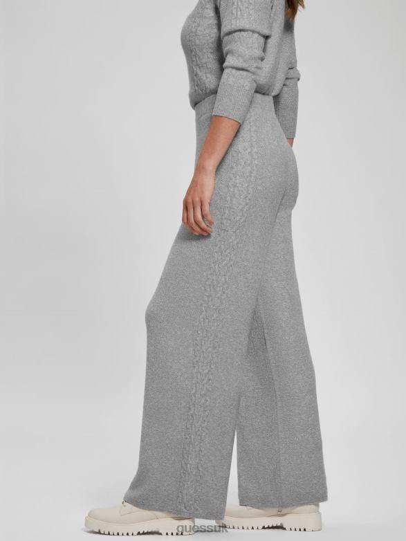 GUESS Women Teresa Wide-Leg Cable Pants Light Melange Grey Apparel V28V62311