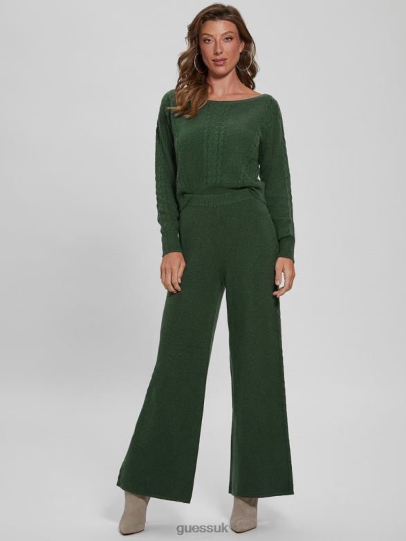 GUESS Women Teresa Wide-Leg Cable Pants Moss Mat Apparel V28V62350