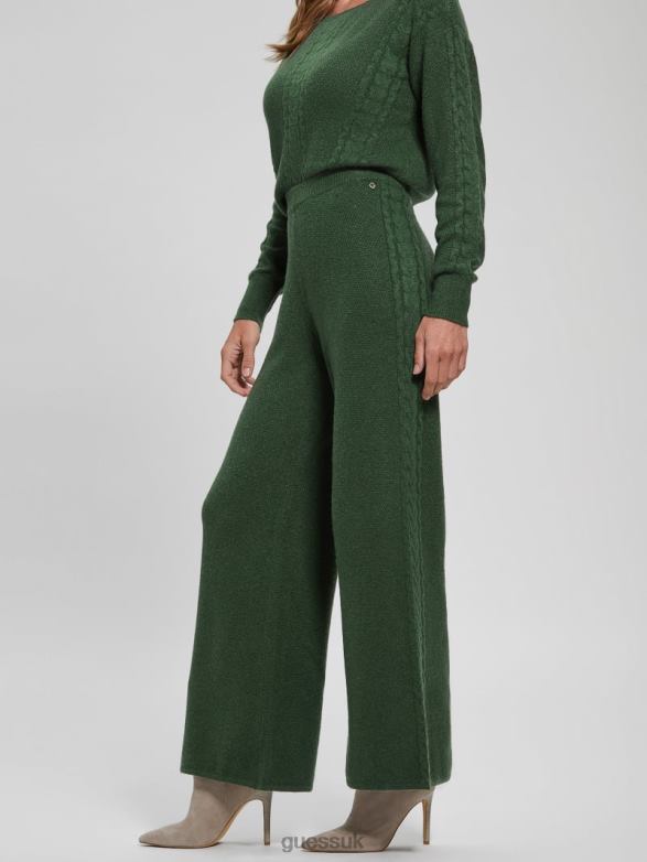 GUESS Women Teresa Wide-Leg Cable Pants Moss Mat Apparel V28V62350