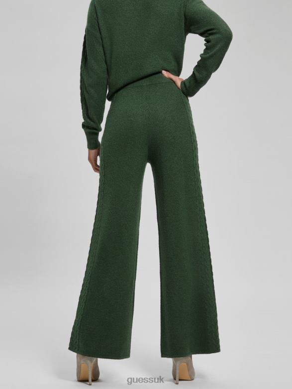 GUESS Women Teresa Wide-Leg Cable Pants Moss Mat Apparel V28V62350