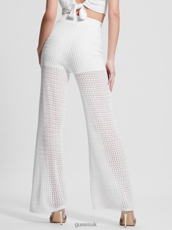 GUESS Women Yasmina Wide Leg Sweater Pants Dove White Apparel V28V61997