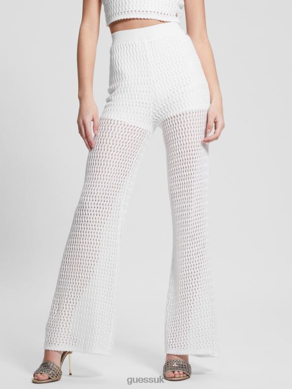 GUESS Women Yasmina Wide Leg Sweater Pants Dove White Apparel V28V61997