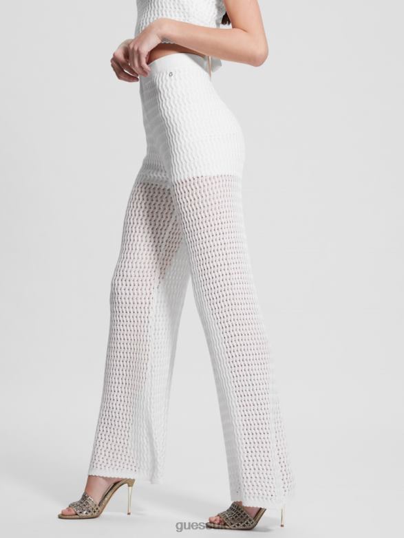GUESS Women Yasmina Wide Leg Sweater Pants Dove White Apparel V28V61997