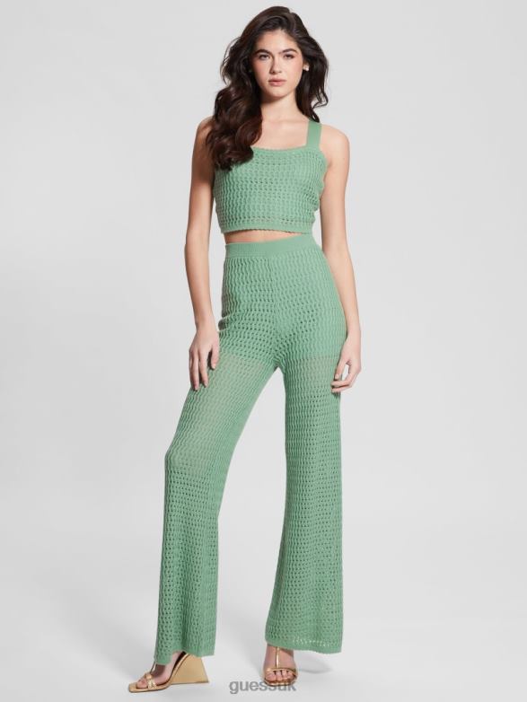 GUESS Women Yasmina Wide Leg Sweater Pants Vital Green Apparel V28V62270