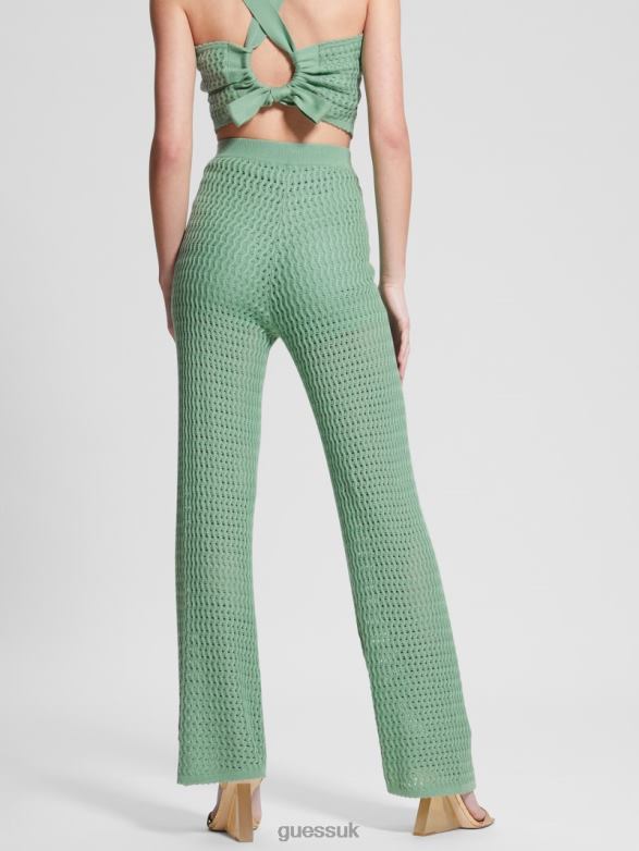 GUESS Women Yasmina Wide Leg Sweater Pants Vital Green Apparel V28V62270