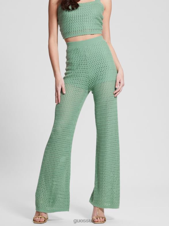 GUESS Women Yasmina Wide Leg Sweater Pants Vital Green Apparel V28V62270