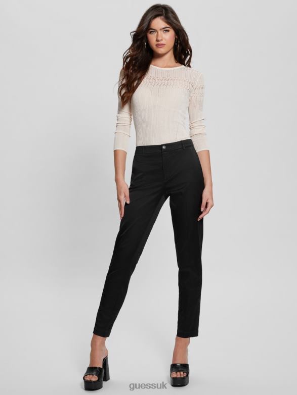 GUESS Women Zoe Satin Pants Jet Black Multi Apparel V28V62038