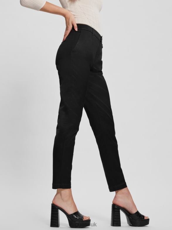GUESS Women Zoe Satin Pants Jet Black Multi Apparel V28V62038