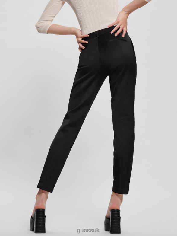 GUESS Women Zoe Satin Pants Jet Black Multi Apparel V28V62038