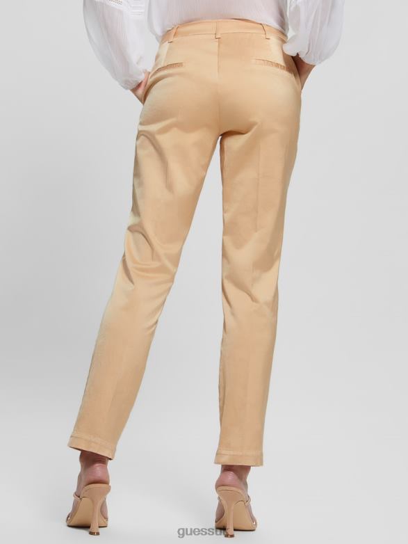 GUESS Women Zoe Satin Pants Sandy Peach Multi Apparel V28V62164