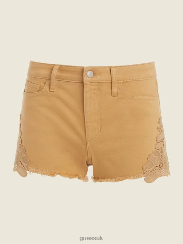 GUESS Women 1981 Embroidered Shorts Sahara Sand Multi Apparel V28V6270