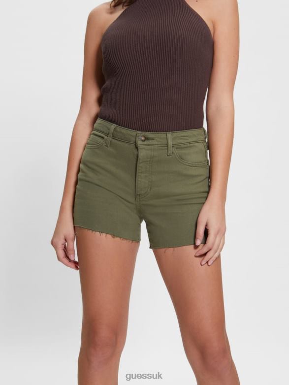 GUESS Women 1981 Midi Shorts Lichen Leaf Green Multi Apparel V28V677