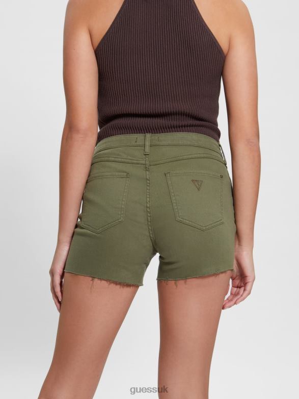GUESS Women 1981 Midi Shorts Lichen Leaf Green Multi Apparel V28V677