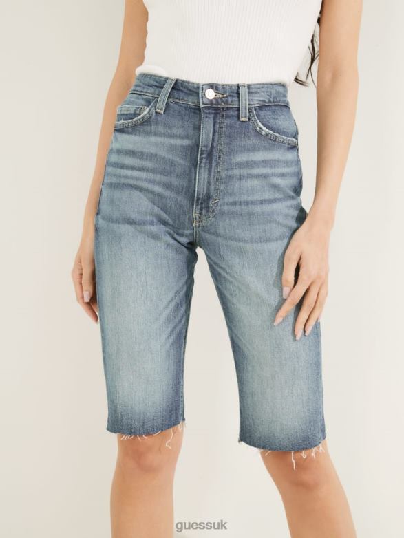 GUESS Women 80s Bermuda Shorts Bora Blue Apparel V28V6108
