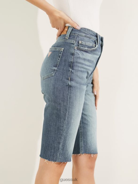 GUESS Women 80s Bermuda Shorts Bora Blue Apparel V28V6108