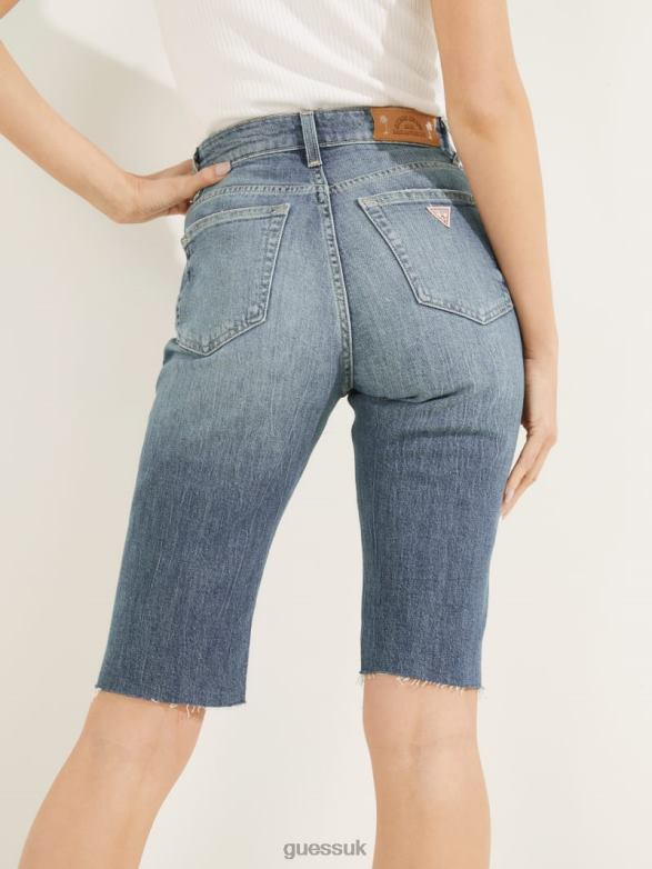 GUESS Women 80s Bermuda Shorts Bora Blue Apparel V28V6108