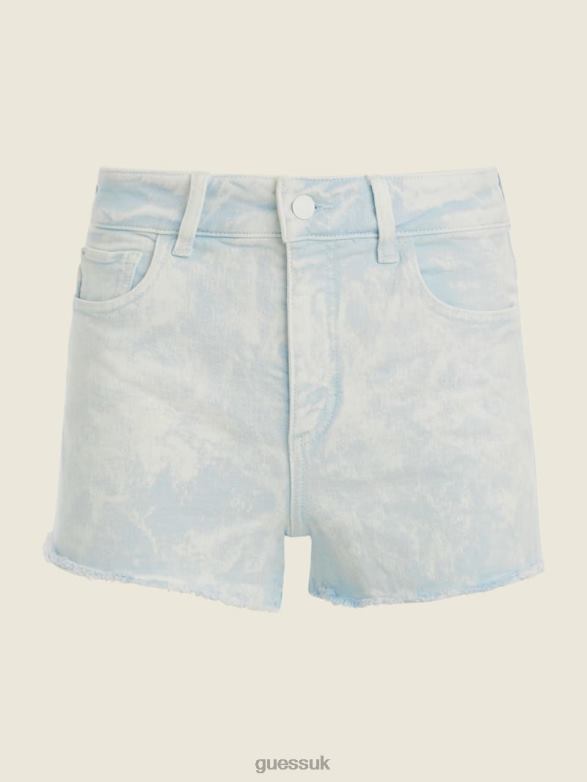 GUESS Women Acid Washed Mom Shorts Agua Acid Wash Apparel V28V6277