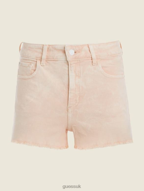 GUESS Women Acid Washed Mom Shorts Durazno Acid Wash Apparel V28V6274