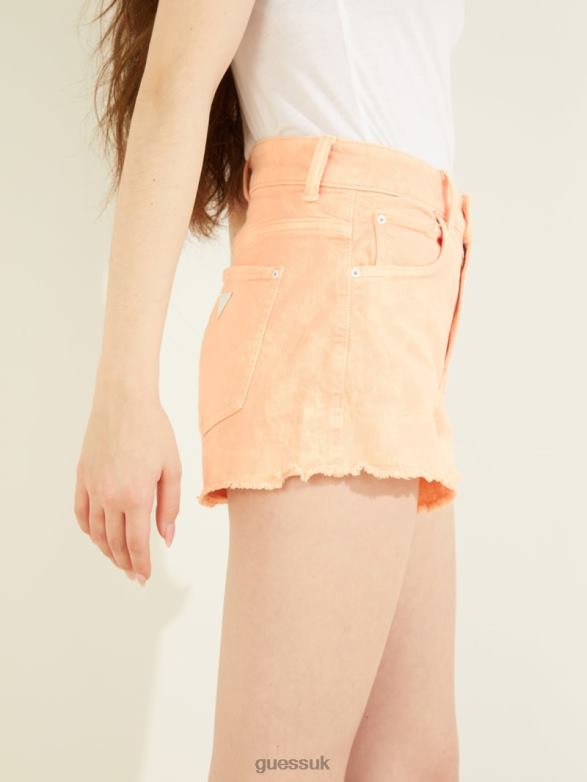 GUESS Women Acid Washed Mom Shorts Durazno Acid Wash Apparel V28V6274