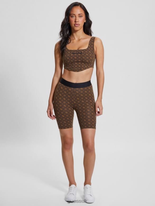 GUESS Women Aggie Biker Shorts Aop Brown Ologram Apparel V28V62150