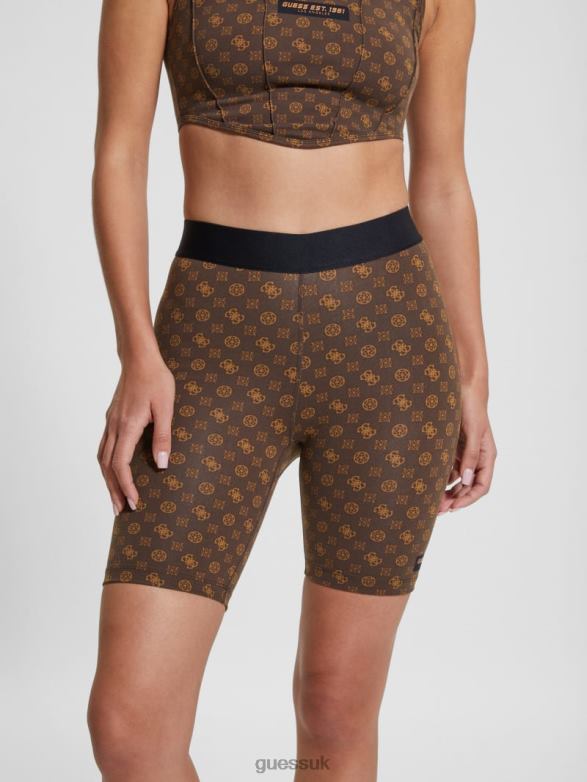 GUESS Women Aggie Biker Shorts Aop Brown Ologram Apparel V28V62150