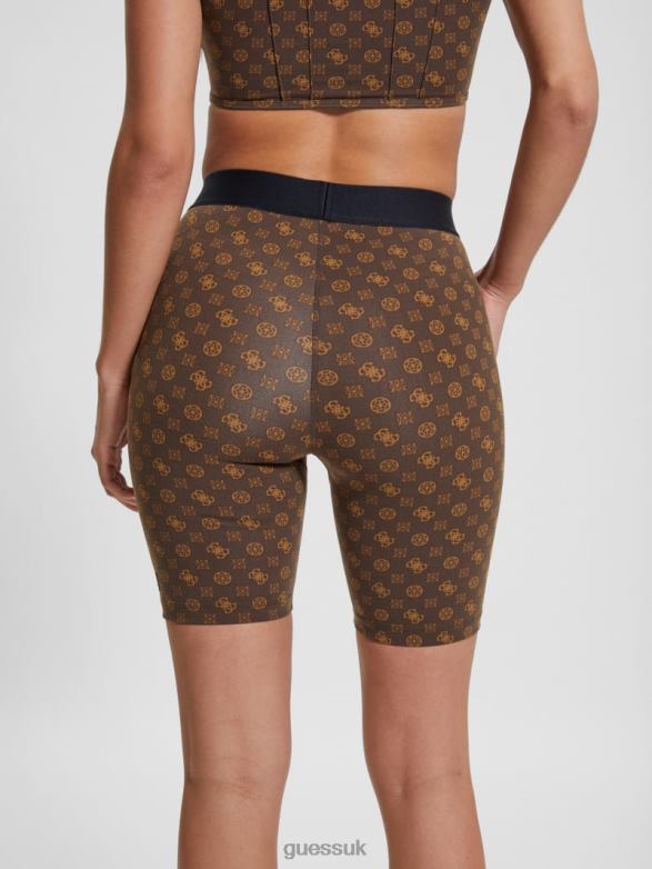 GUESS Women Aggie Biker Shorts Aop Brown Ologram Apparel V28V62150