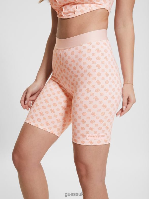 GUESS Women Aggie Biker Shorts Aop Pink Ologram Apparel V28V62088