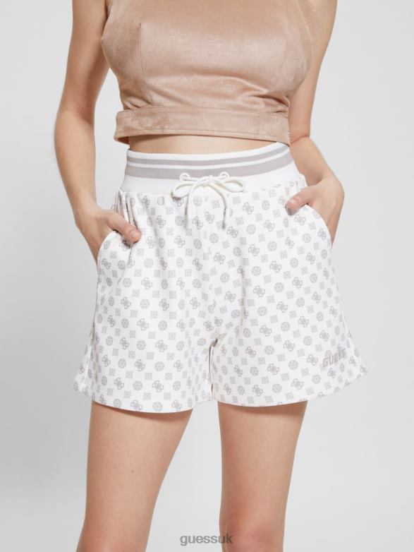 GUESS Women Aggie Logo Shorts Aop Milk Ologram Apparel V28V62087