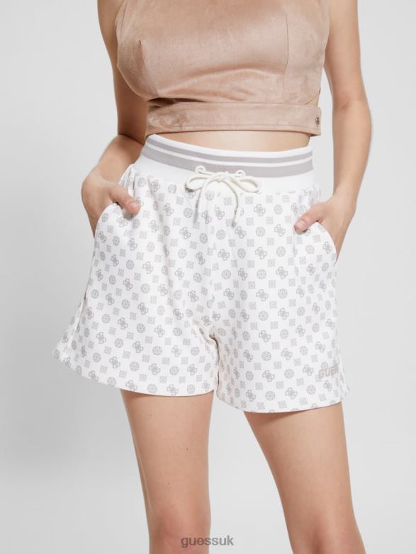 GUESS Women Aggie Logo Shorts Aop Milk Ologram Apparel V28V62087