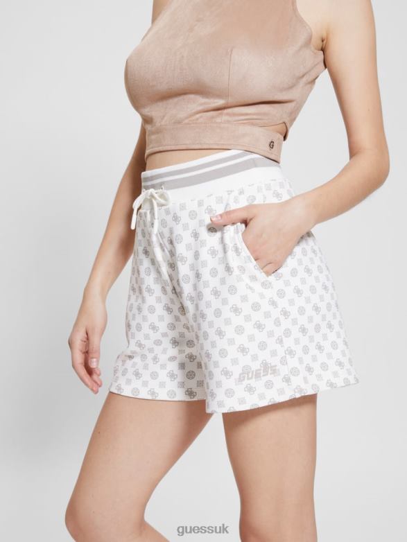 GUESS Women Aggie Logo Shorts Aop Milk Ologram Apparel V28V62087