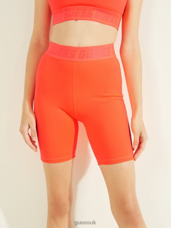 GUESS Women Aileen Biker Shorts Orange Reef Apparel V28V62383